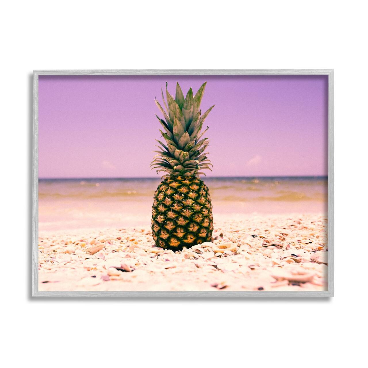 Stupell Industries Pink Purple Pineapple Beach Framed Wall Art